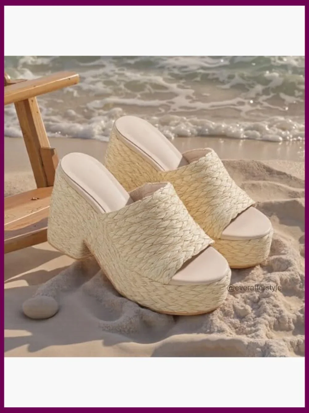 Platform Sandals Wedge Heels Espadrilles Raffia Wicker Slides Chunky Heeled